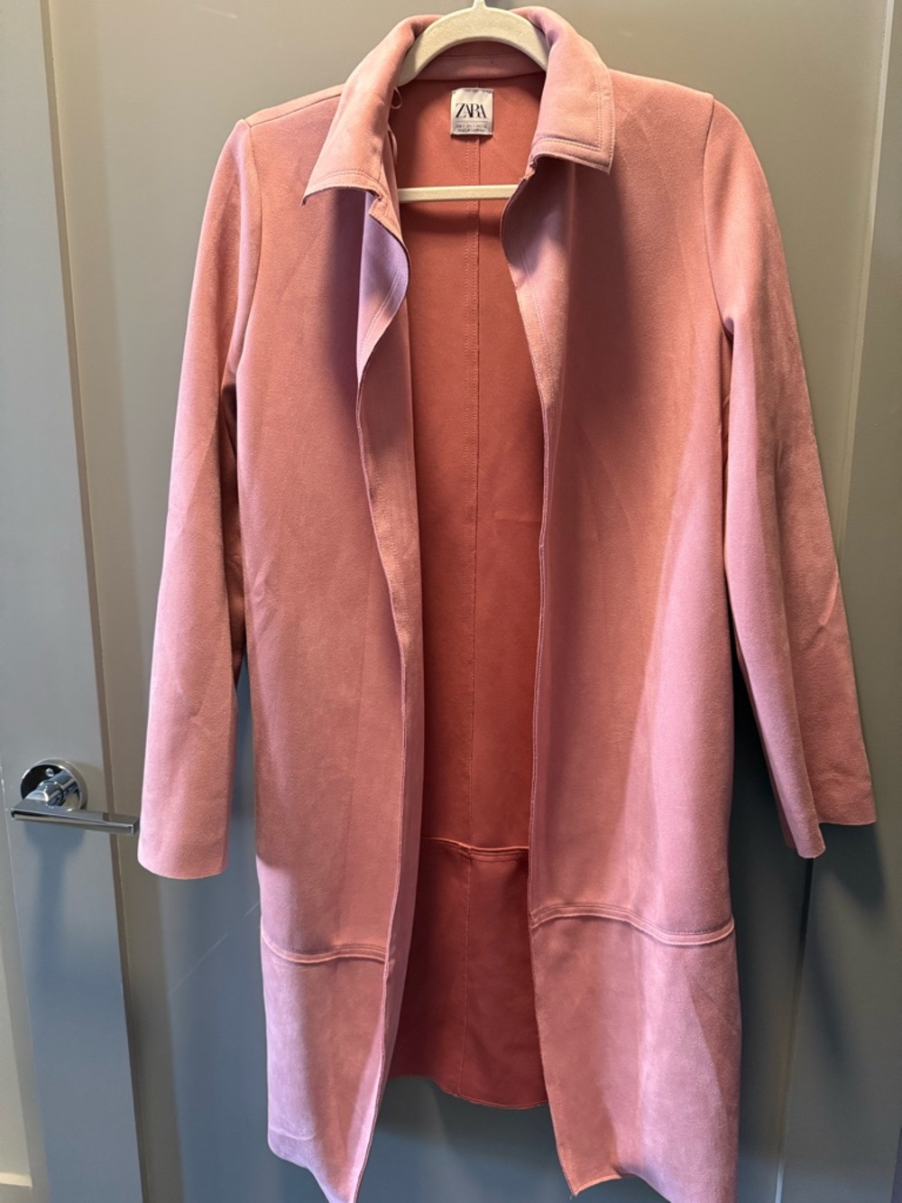 Zara Pink Faux Suede Coat - Picture 2 of 3